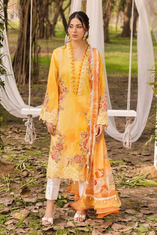 Adan's Libas| Chantelle Unstitched Lawn SS26 Formal Festive Wear "Yellow" D04 | 3Pcs.