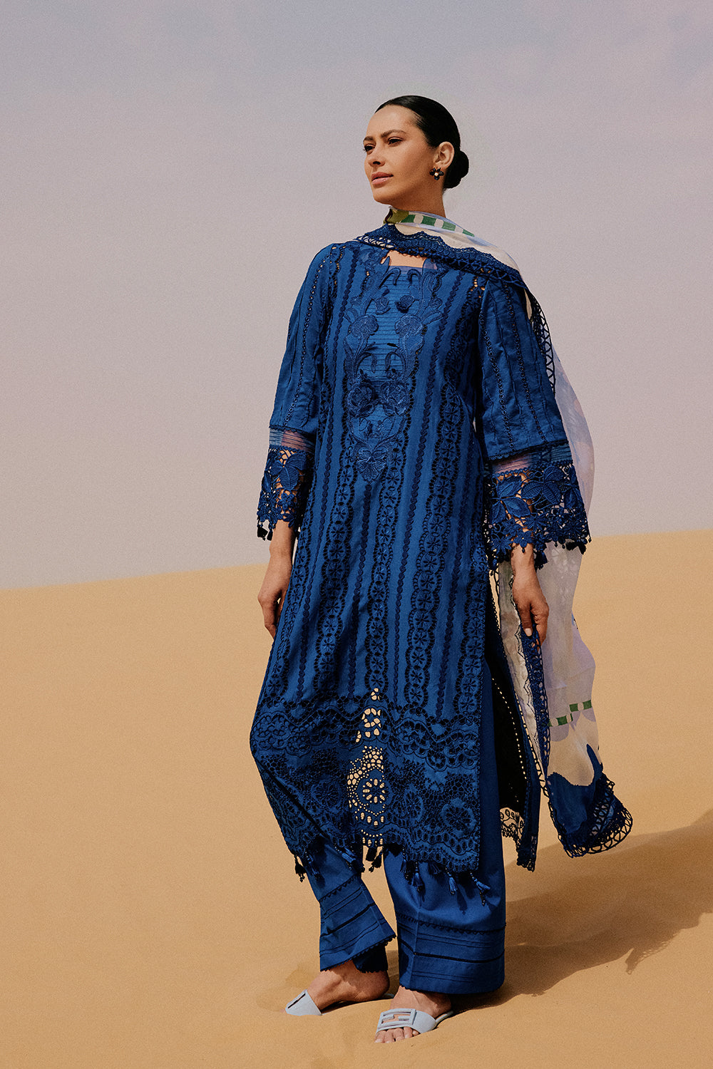Saira Rizwan | Luxury Lawn 26 NEA Unstitched "Sapphire Blue" Festive Wear-3pc-D1