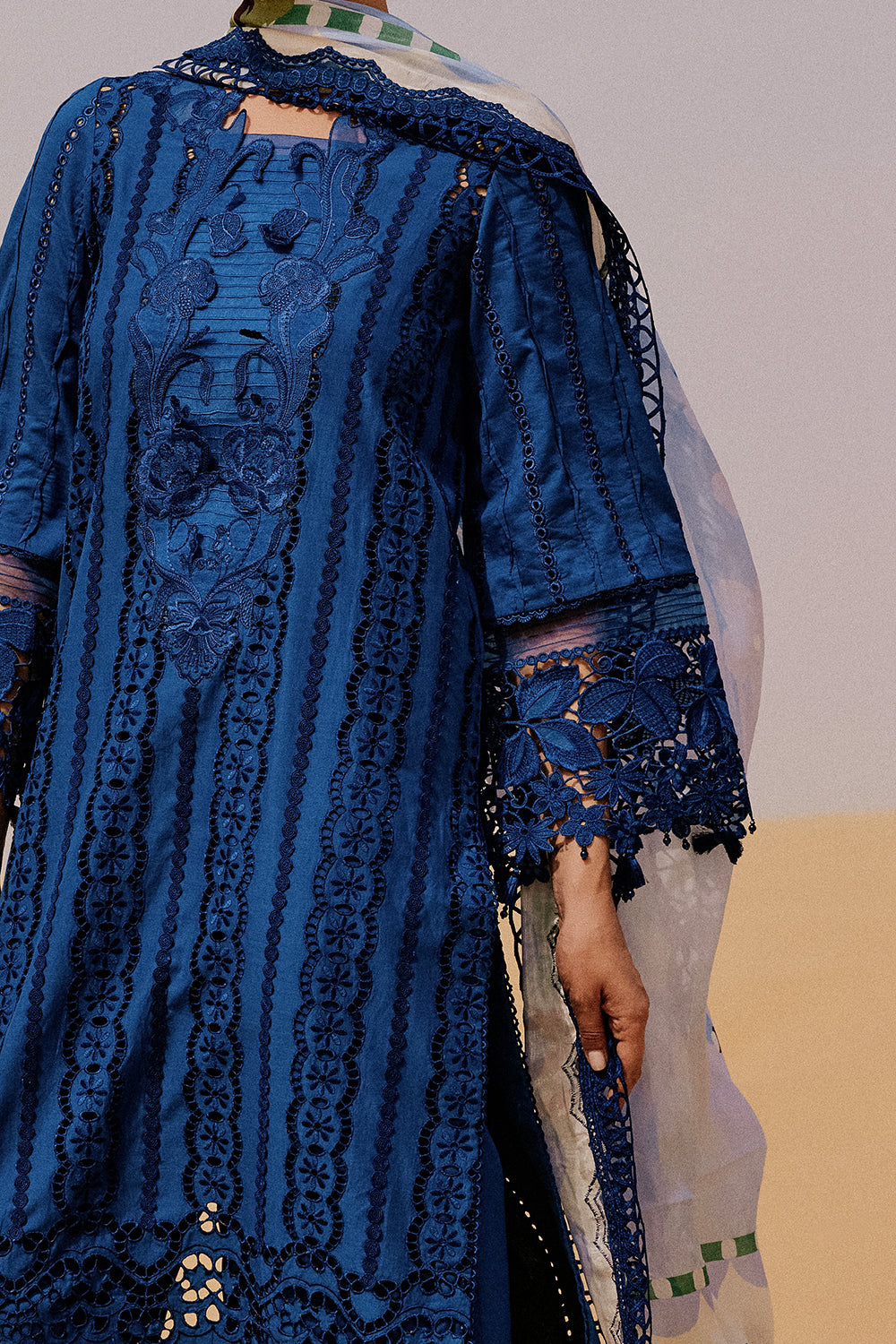 Saira Rizwan | Luxury Lawn 26 NEA Unstitched "Sapphire Blue" Festive Wear-3pc-D1 - Image 2