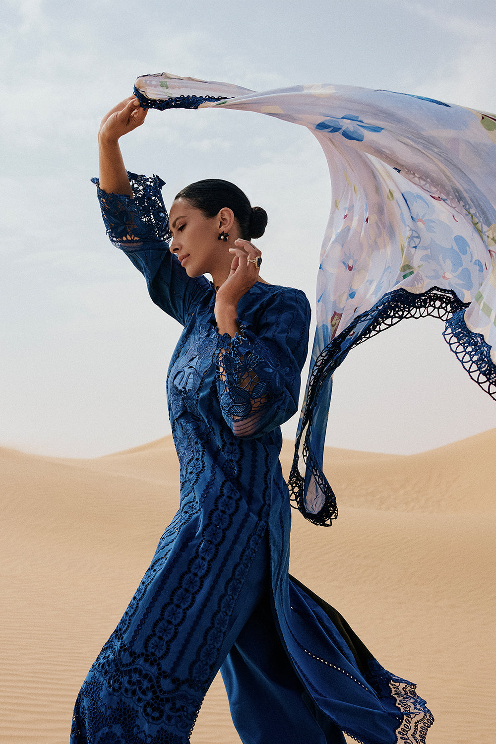 Saira Rizwan | Luxury Lawn 26 NEA Unstitched "Sapphire Blue" Festive Wear-3pc-D1 - Image 3