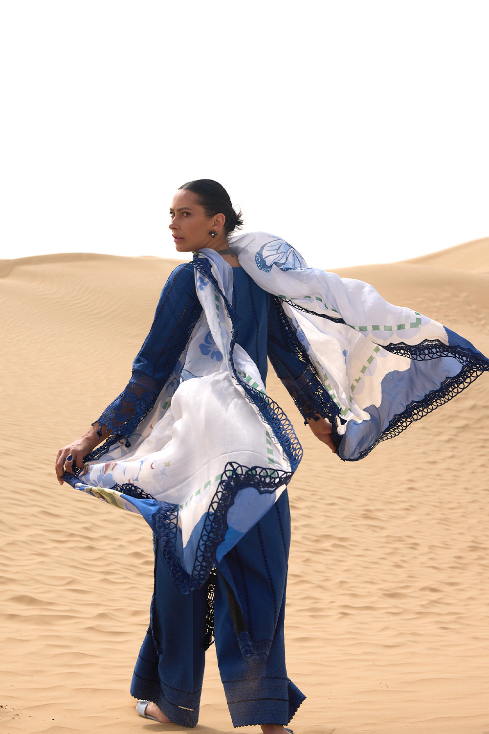 Saira Rizwan | Luxury Lawn 26 NEA Unstitched "Sapphire Blue" Festive Wear-3pc-D1 - Image 4