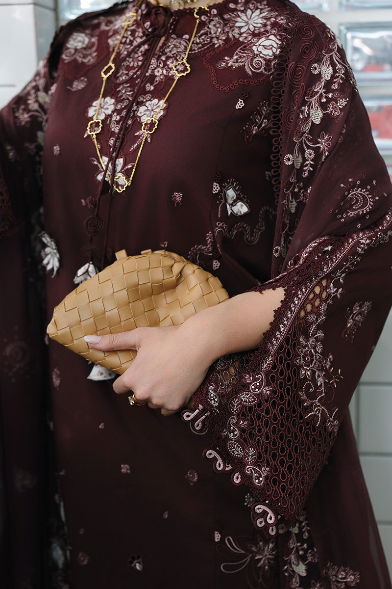 Qalamkar | Chikankari Eid Edit'26 ESHAL Unstitched "Red" Formal Festive Wear | 3pc-01 - Image 2
