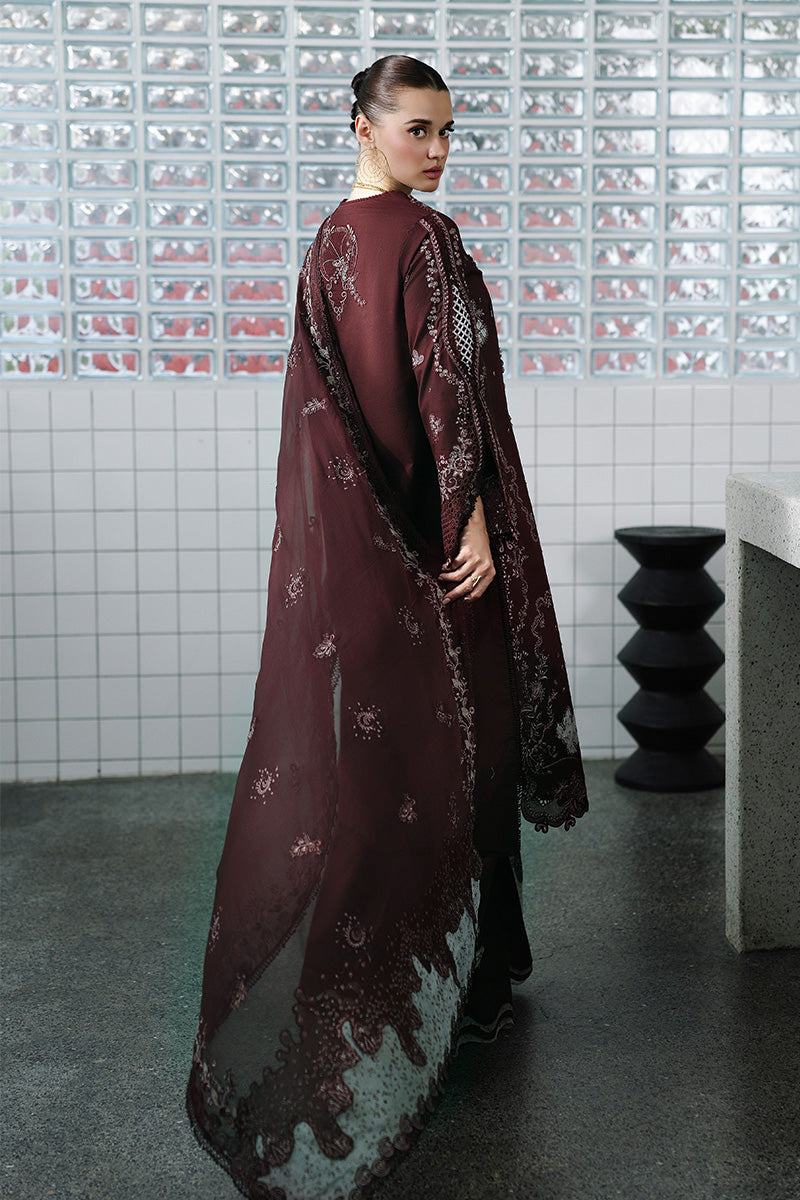 Qalamkar | Chikankari Eid Edit'26 ESHAL Unstitched "Red" Formal Festive Wear | 3pc-01 - Image 3