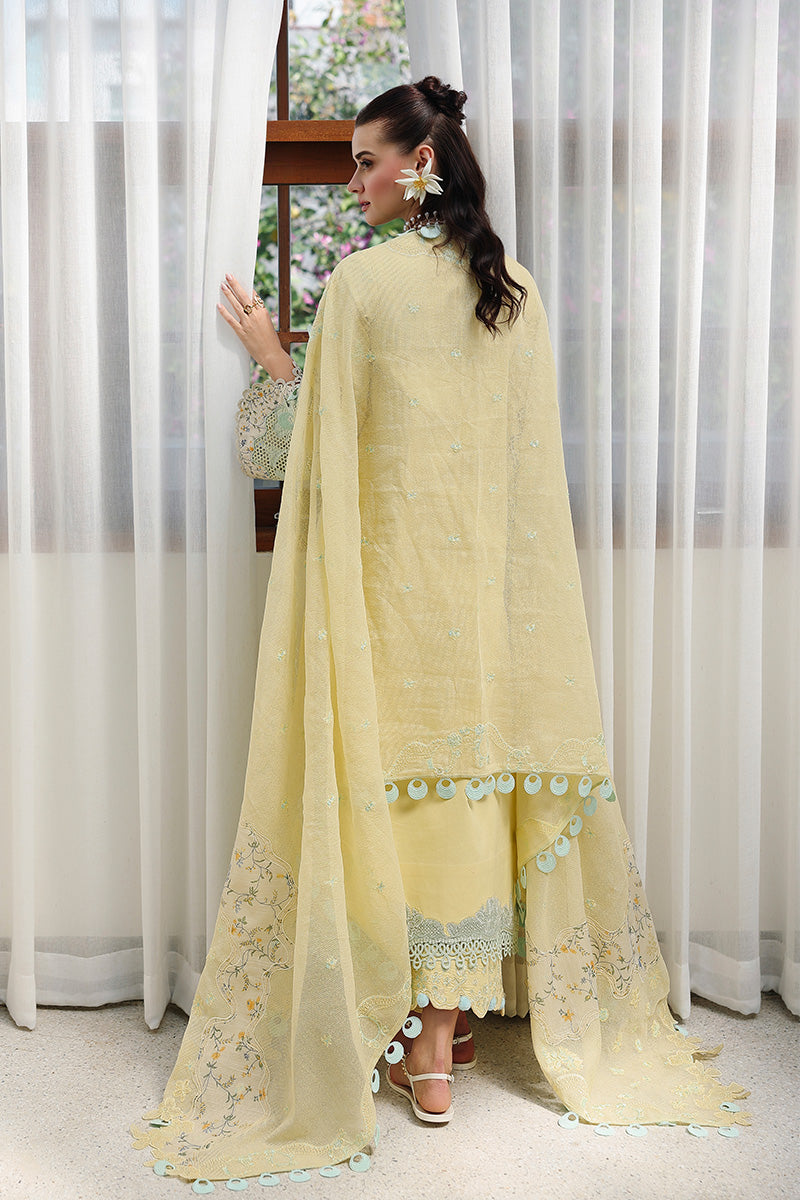 Qalamkar | Chikankari Eid Edit'26 AYLA Unstitched "Yellow" Formal Festive Wear | 3pc-02 - Image 3