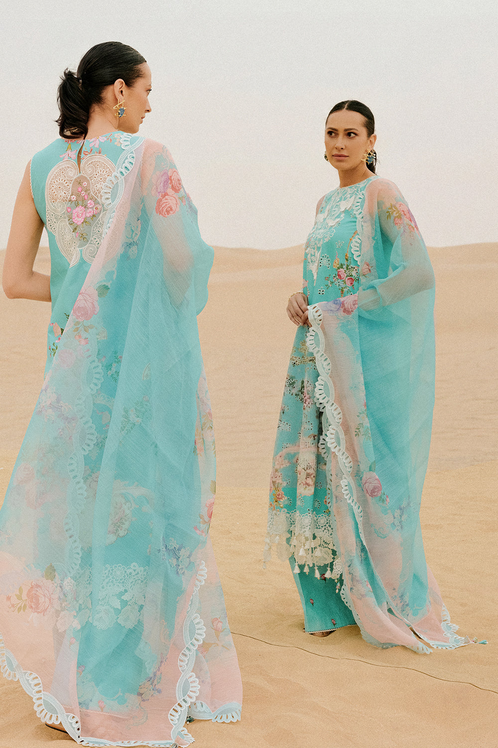 Saira Rizwan | Luxury Lawn 26 MEHRSA Unstitched "Aqua Blue" Festive Wear-3pc-D3