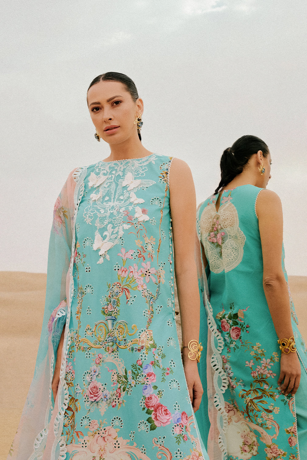 Saira Rizwan | Luxury Lawn 26 MEHRSA Unstitched "Aqua Blue" Festive Wear-3pc-D3 - Image 2