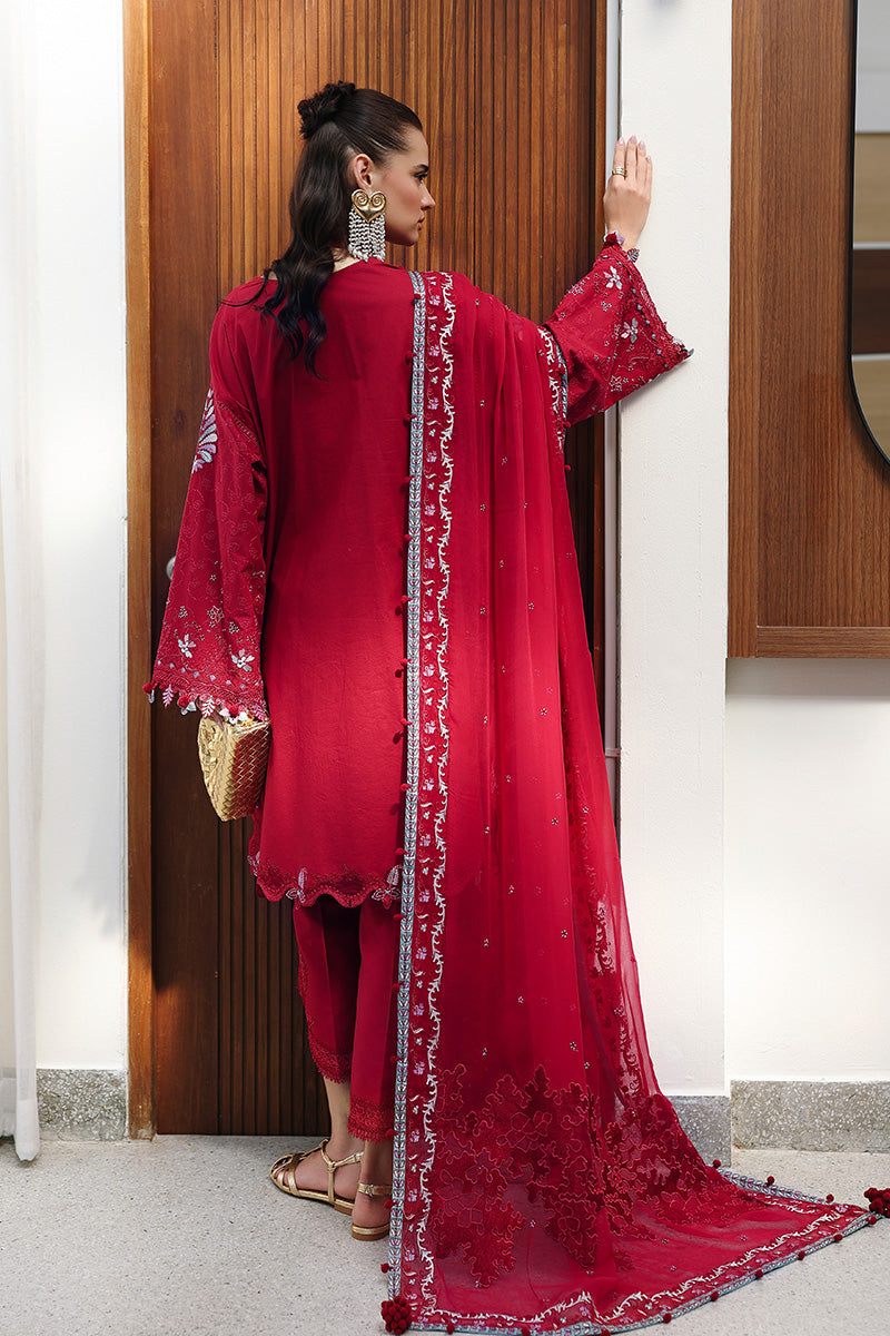 Qalamkar | Chikankari Eid Edit'26 RUBY Unstitched "Red" Formal Festive Wear | 3pc-03 - Image 2