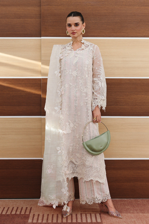 Qalamkar | Chikankari Eid Edit'26 ZIMAL Unstitched "Pink" Formal Festive Wear | 3pc-04