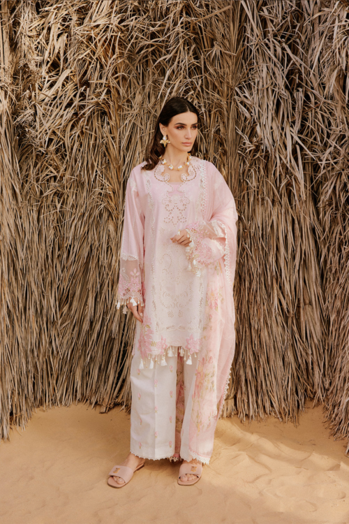 Saira Rizwan | Luxury Lawn 26 HAYAM Unstitched "Baby Pink" Festive Wear-3pc-D5