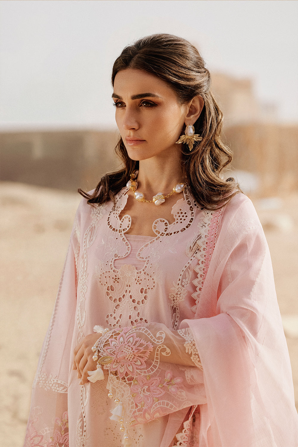 Saira Rizwan | Luxury Lawn 26 HAYAM Unstitched "Baby Pink" Festive Wear-3pc-D5 - Image 2