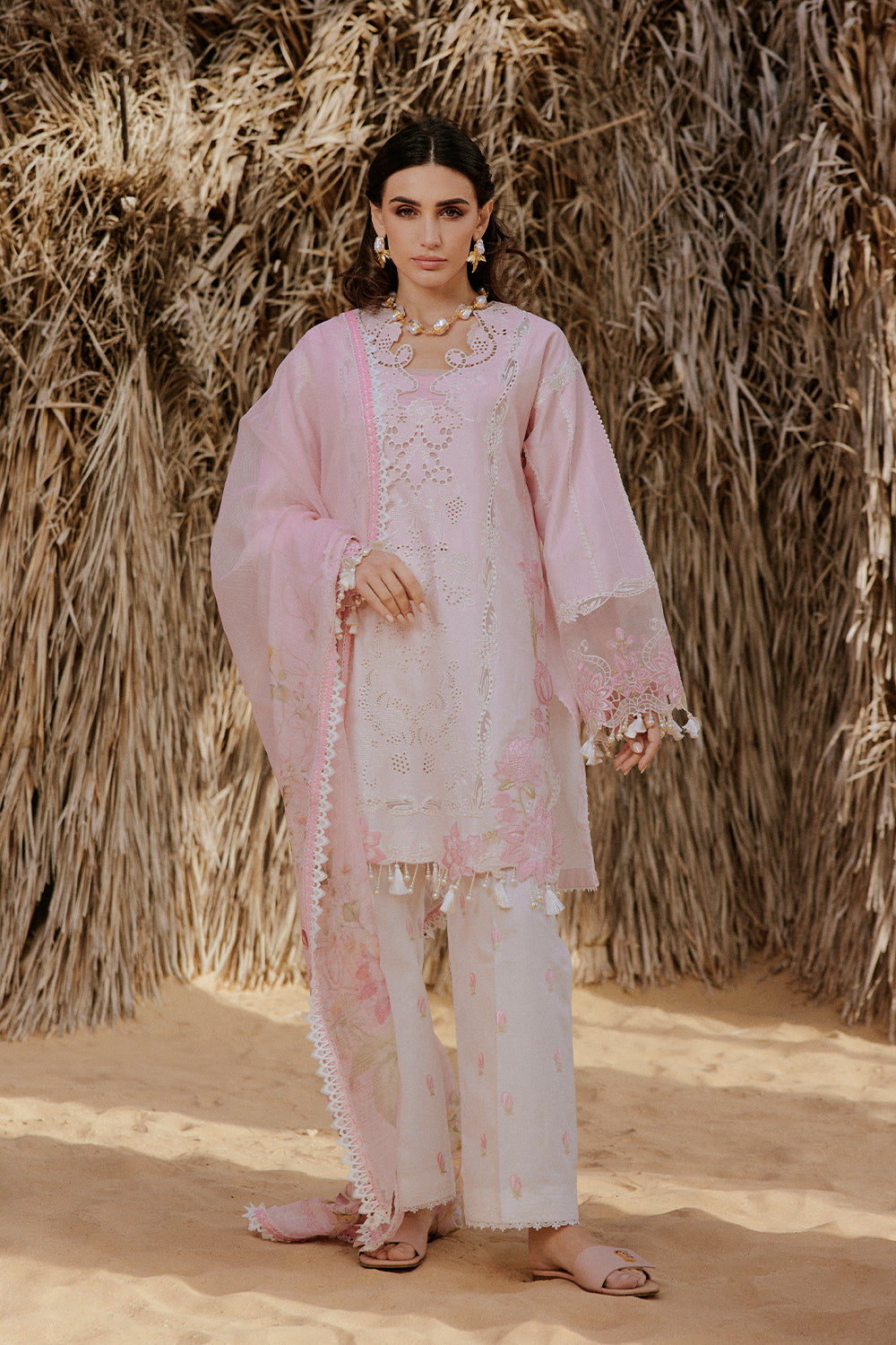 Saira Rizwan | Luxury Lawn 26 HAYAM Unstitched "Baby Pink" Festive Wear-3pc-D5 - Image 4