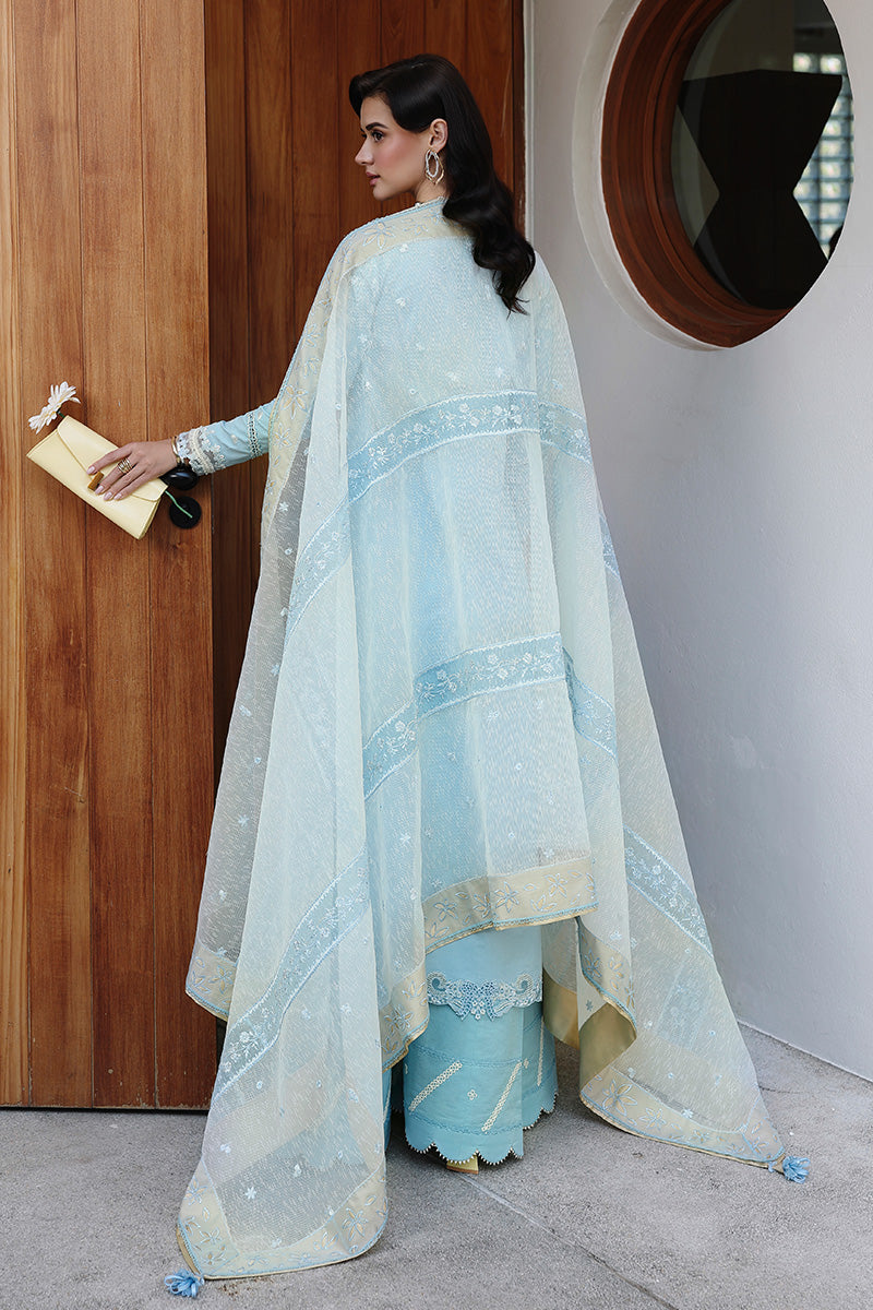 Qalamkar | Chikankari Eid Edit'26 NAYRA Unstitched "Blue" Formal Festive Wear | 3pc-05 - Image 4
