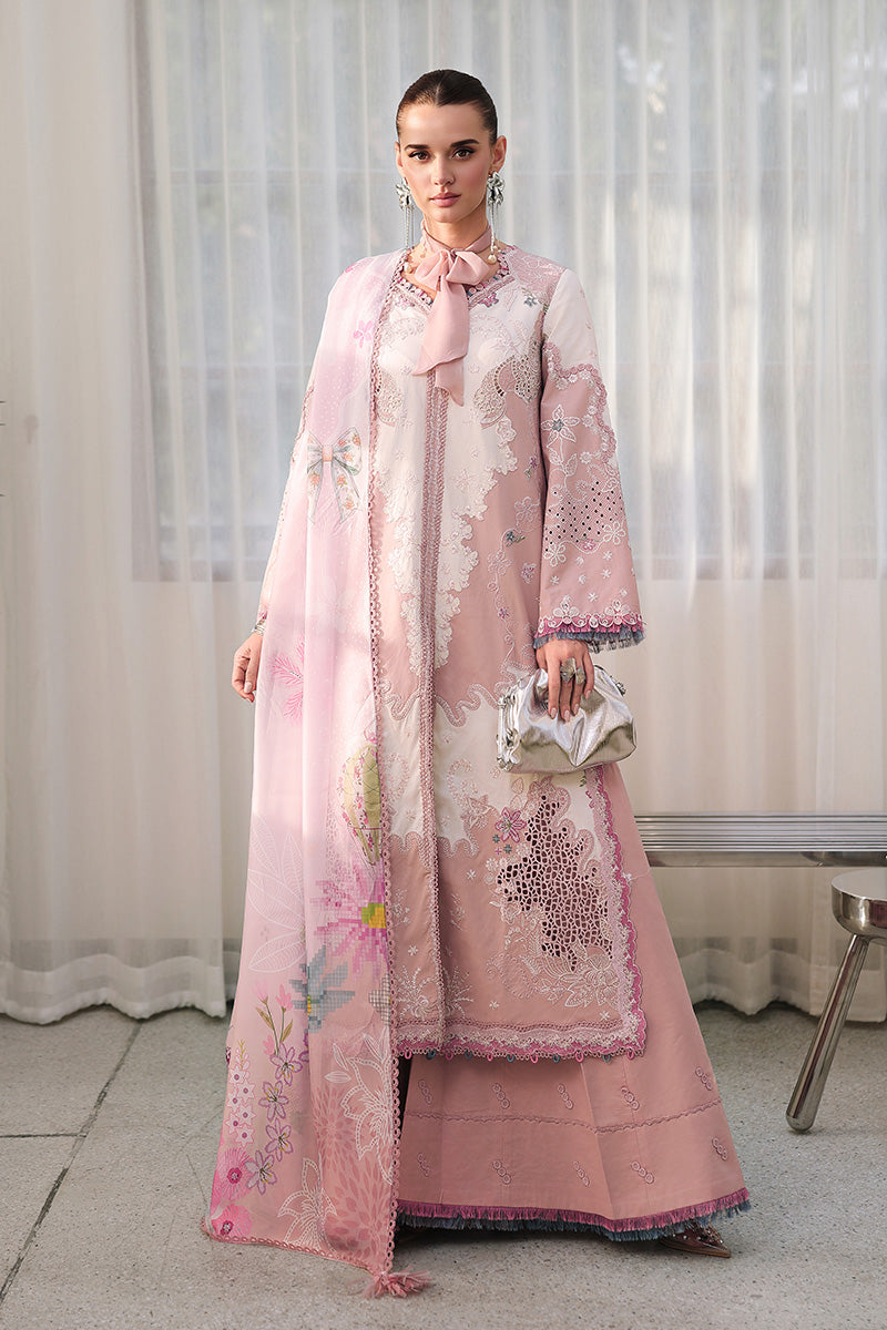 Qalamkar | Chikankari Eid Edit'26 NOURA Unstitched "Pink" Formal Festive Wear | 3pc-06