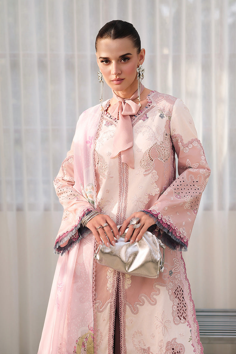 Qalamkar | Chikankari Eid Edit'26 NOURA Unstitched "Pink" Formal Festive Wear | 3pc-06 - Image 2