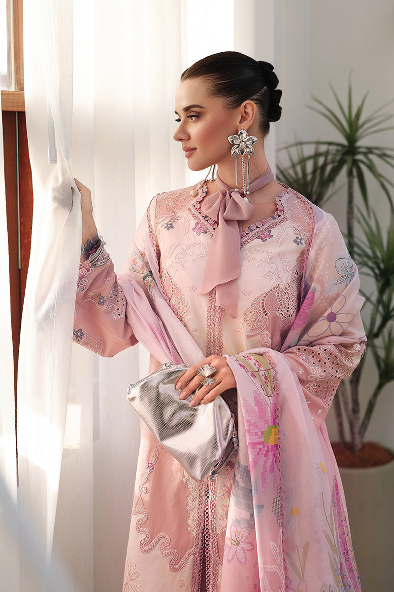 Qalamkar | Chikankari Eid Edit'26 NOURA Unstitched "Pink" Formal Festive Wear | 3pc-06 - Image 3