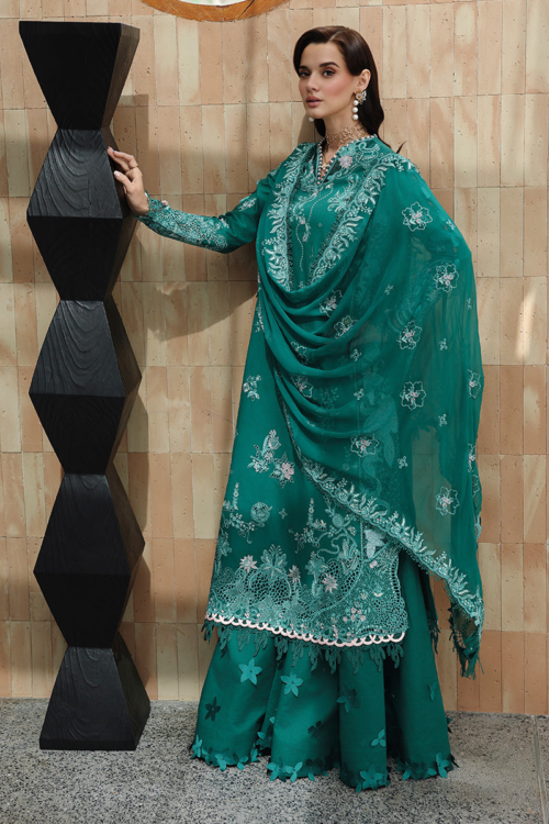 Qalamkar | Chikankari Eid Edit'26 ROGUE Unstitched "Green" Formal Festive Wear | 3pc-07