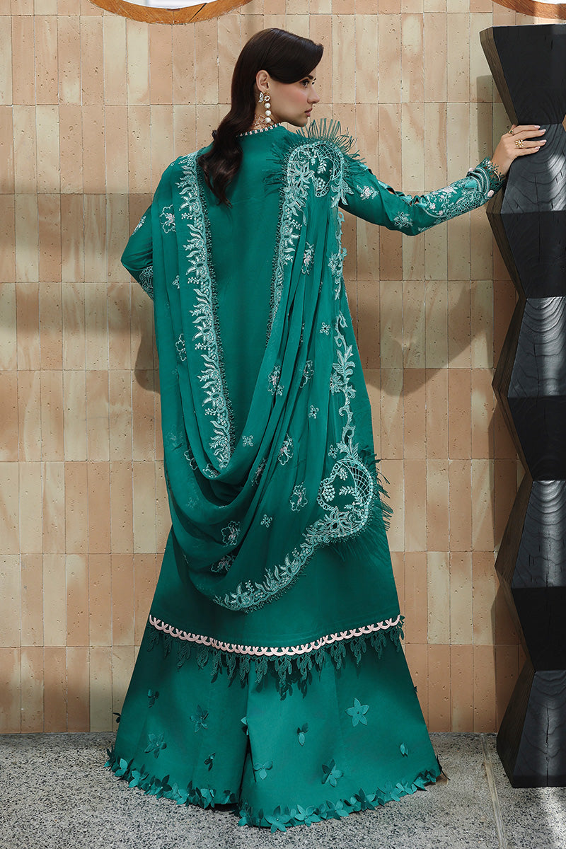 Qalamkar | Chikankari Eid Edit'26 ROGUE Unstitched "Green" Formal Festive Wear | 3pc-07 - Image 2