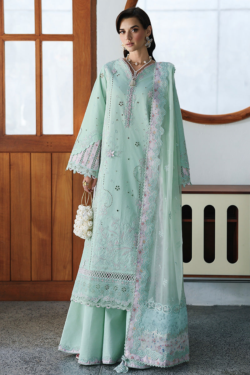 Qalamkar | Chikankari Eid Edit'26 SEREN Unstitched "Green" Formal Festive Wear | 3pc-08