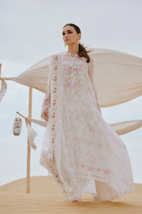 Saira Rizwan | Luxury Lawn 26 IZEL Unstitched "Off White" Festive Wear-3pc-D9