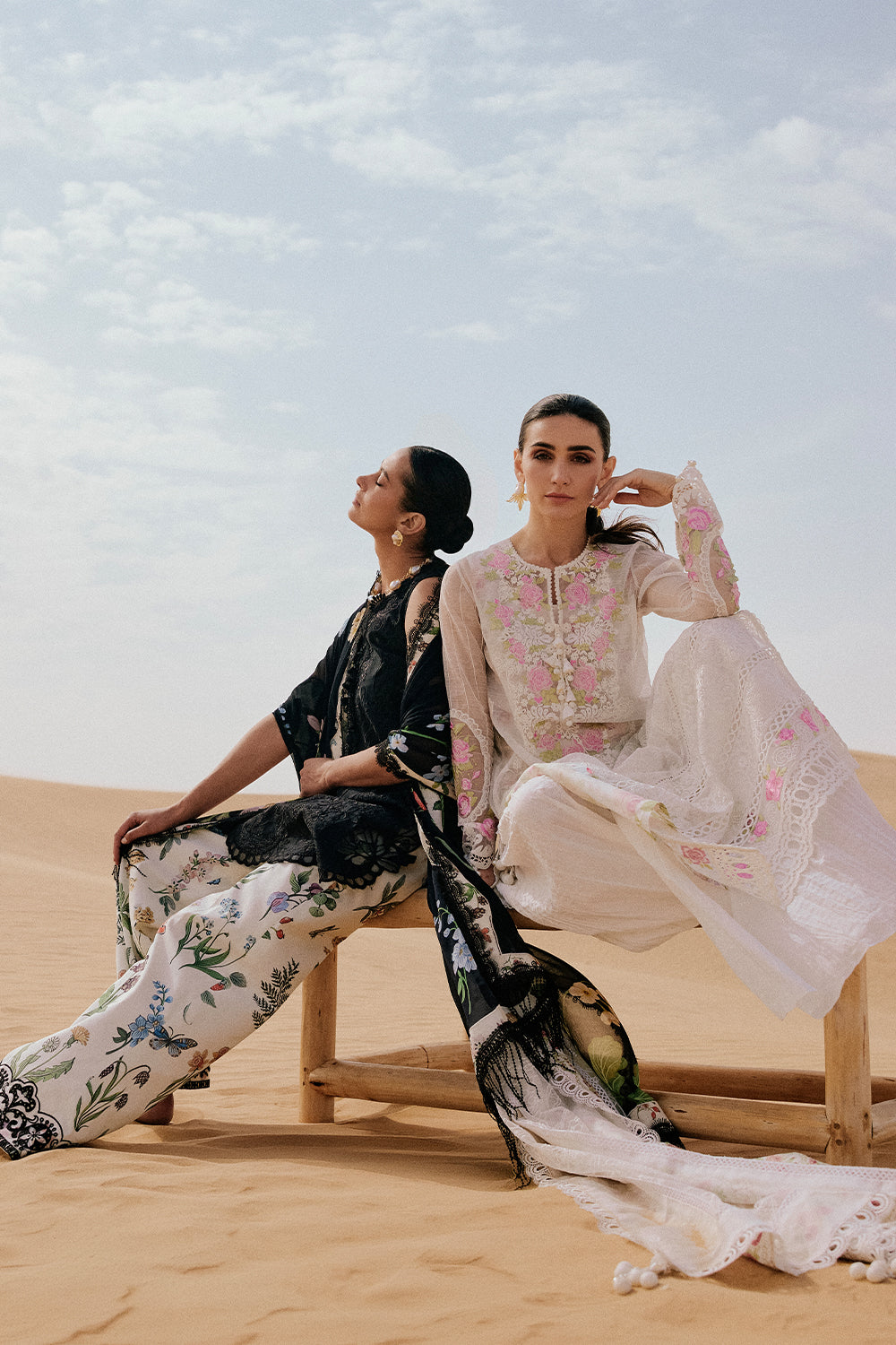 Saira Rizwan | Luxury Lawn 26 IZEL Unstitched "Off White" Festive Wear-3pc-D9 - Image 2