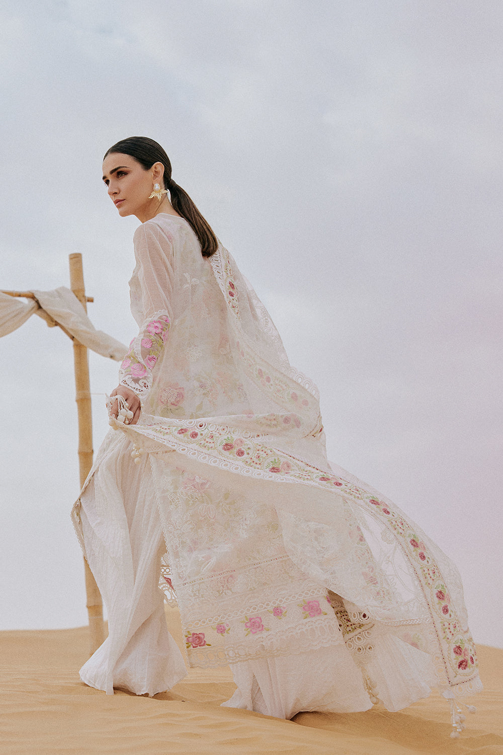 Saira Rizwan | Luxury Lawn 26 IZEL Unstitched "Off White" Festive Wear-3pc-D9 - Image 3
