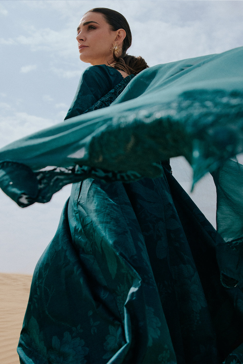 Saira Rizwan | Luxury Lawn 26 ZOMOROD Unstitched " Teal Green" Festive Wear-3pc-D10 - Image 3