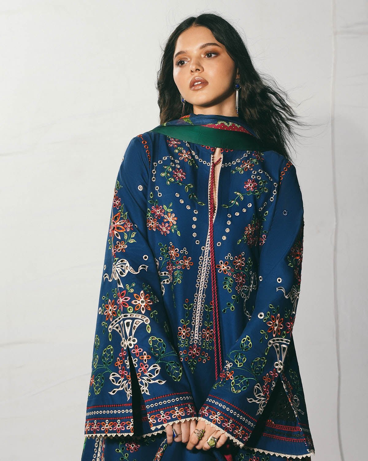 Jugnu Lahore | SS26 Edit 1 Lawn 26 Unstitched Lawn Formal Festive Wear "Blue" D01 | 3Pcs. - Image 2