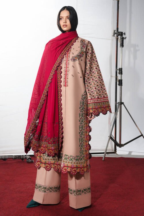 Jugnu Lahore | SS26 Edit 1 Lawn 26 Unstitched Lawn Formal Festive Wear "Pink" D11 | 3Pcs.