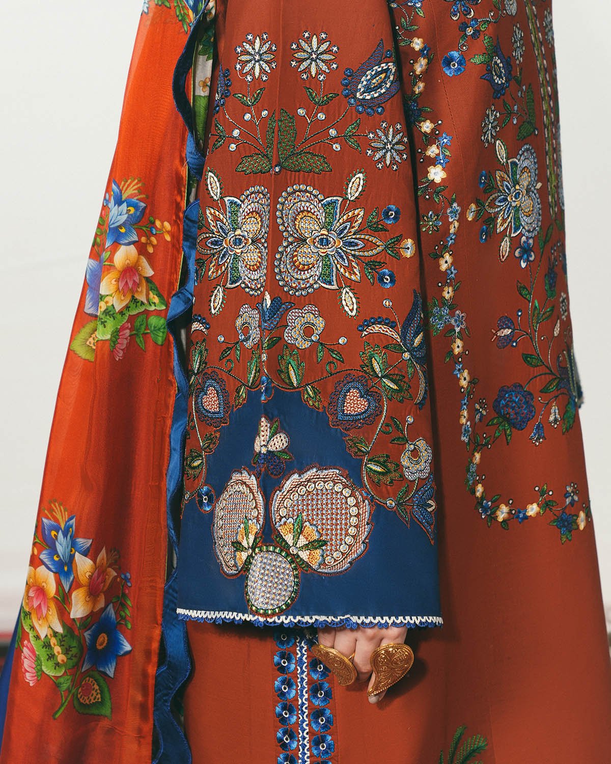 Jugnu Lahore | SS26 Edit 1 Lawn 26 Unstitched Lawn Formal Festive Wear "Red" D12 | 3Pcs. - Image 3