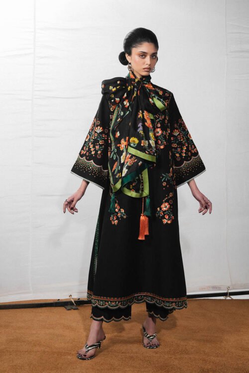 Jugnu Lahore | SS26 Edit 1 Lawn 26 Unstitched Lawn Formal Festive Wear "Black" D02 | 3Pcs.