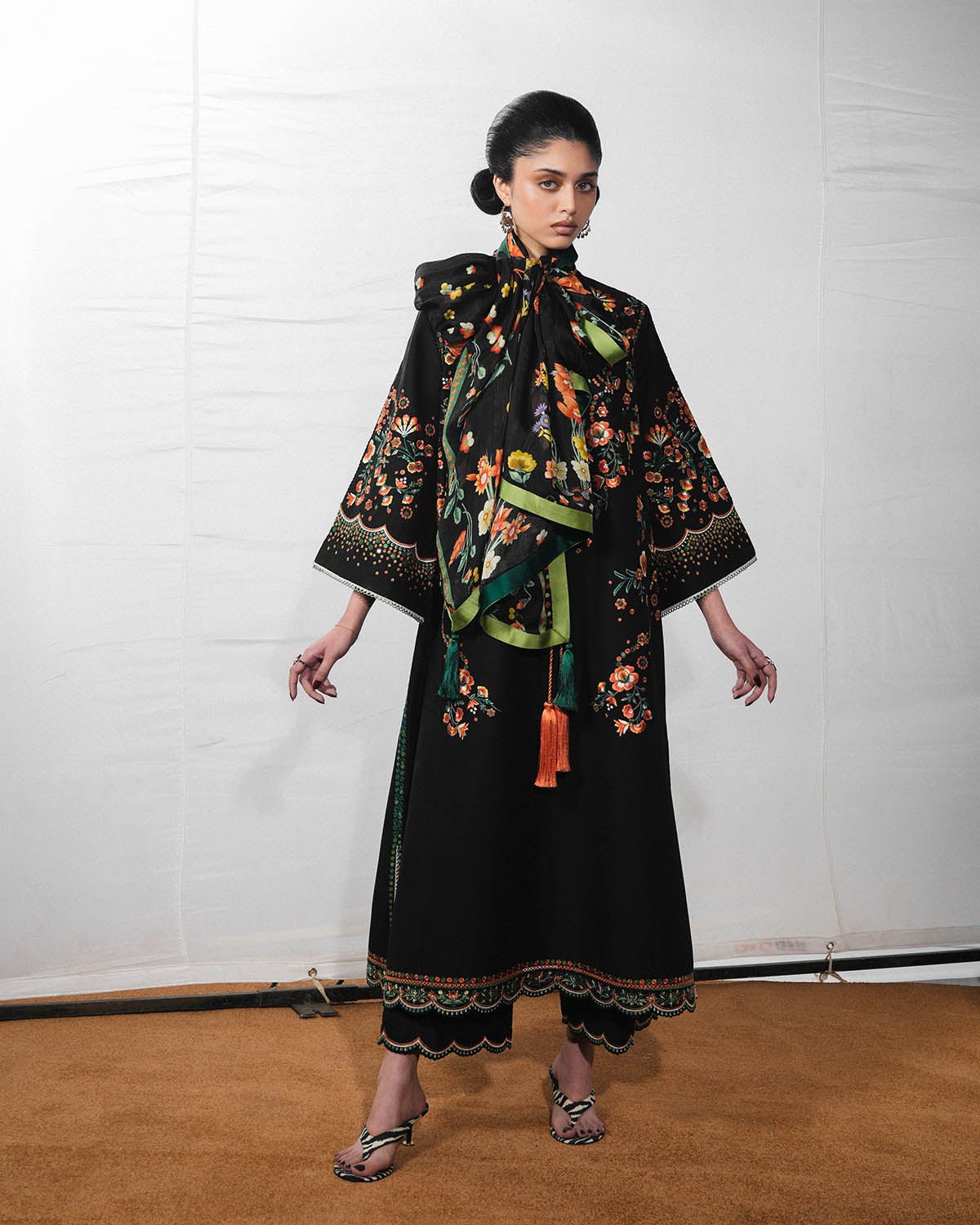 Jugnu Lahore | SS26 Edit 1 Lawn 26 Unstitched Lawn Formal Festive Wear "Black" D02 | 3Pcs.