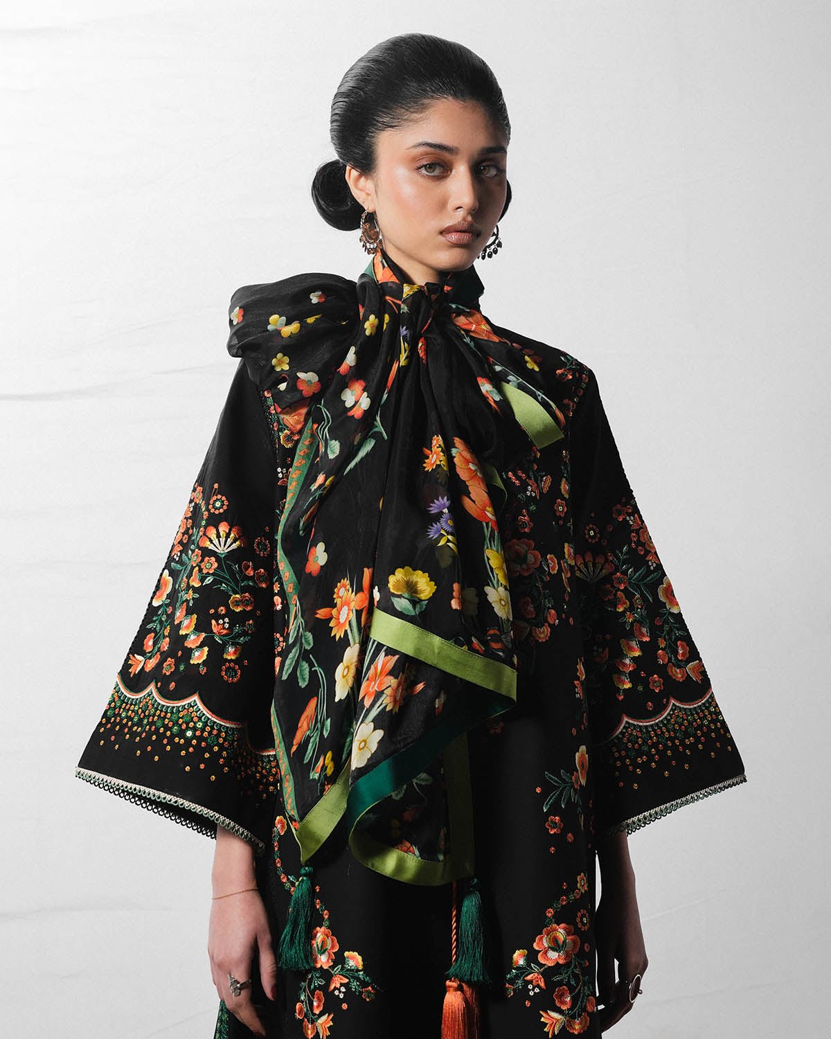 Jugnu Lahore | SS26 Edit 1 Lawn 26 Unstitched Lawn Formal Festive Wear "Black" D02 | 3Pcs. - Image 2