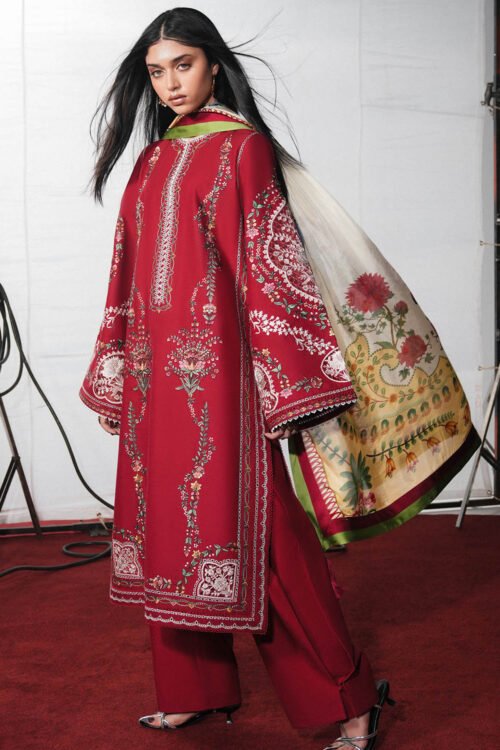 Jugnu Lahore | SS26 Edit 1 Lawn 26 Unstitched Lawn Formal Festive Wear "Red" 03 | 3Pcs.