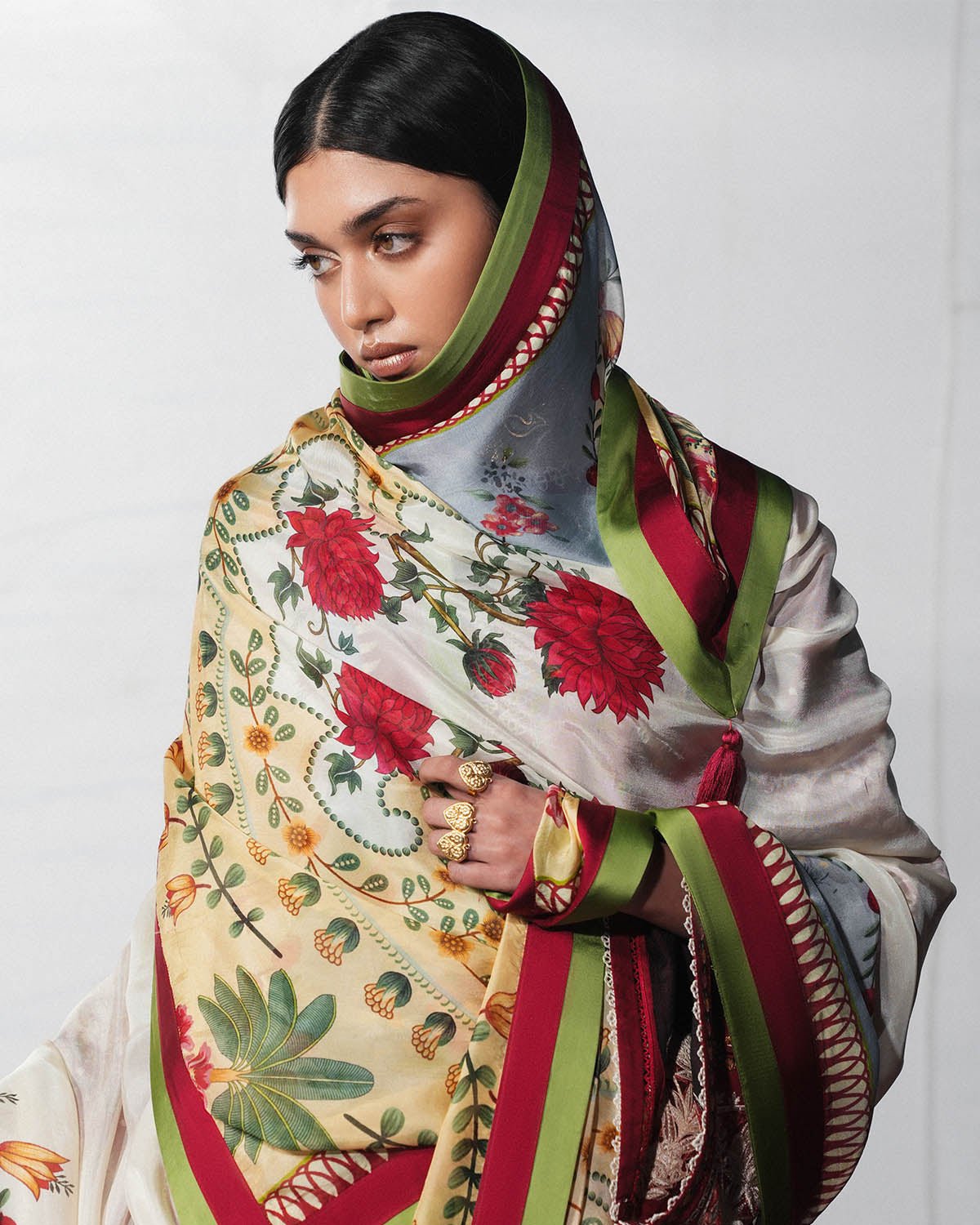 Jugnu Lahore | SS26 Edit 1 Lawn 26 Unstitched Lawn Formal Festive Wear "Red" 03 | 3Pcs. - Image 2
