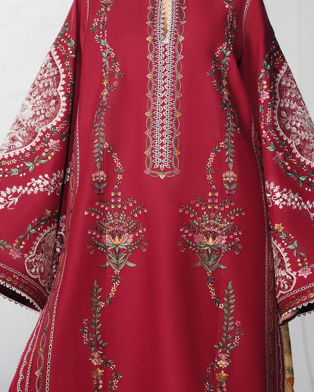 Jugnu Lahore | SS26 Edit 1 Lawn 26 Unstitched Lawn Formal Festive Wear "Red" 03 | 3Pcs. - Image 4