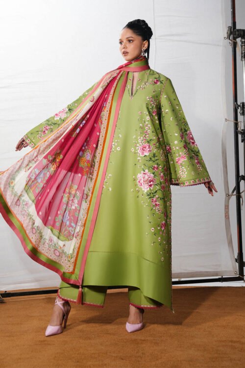 Jugnu Lahore | SS26 Edit 1 Lawn 26 Unstitched Lawn Formal Festive Wear "Green" 05 | 3Pcs.