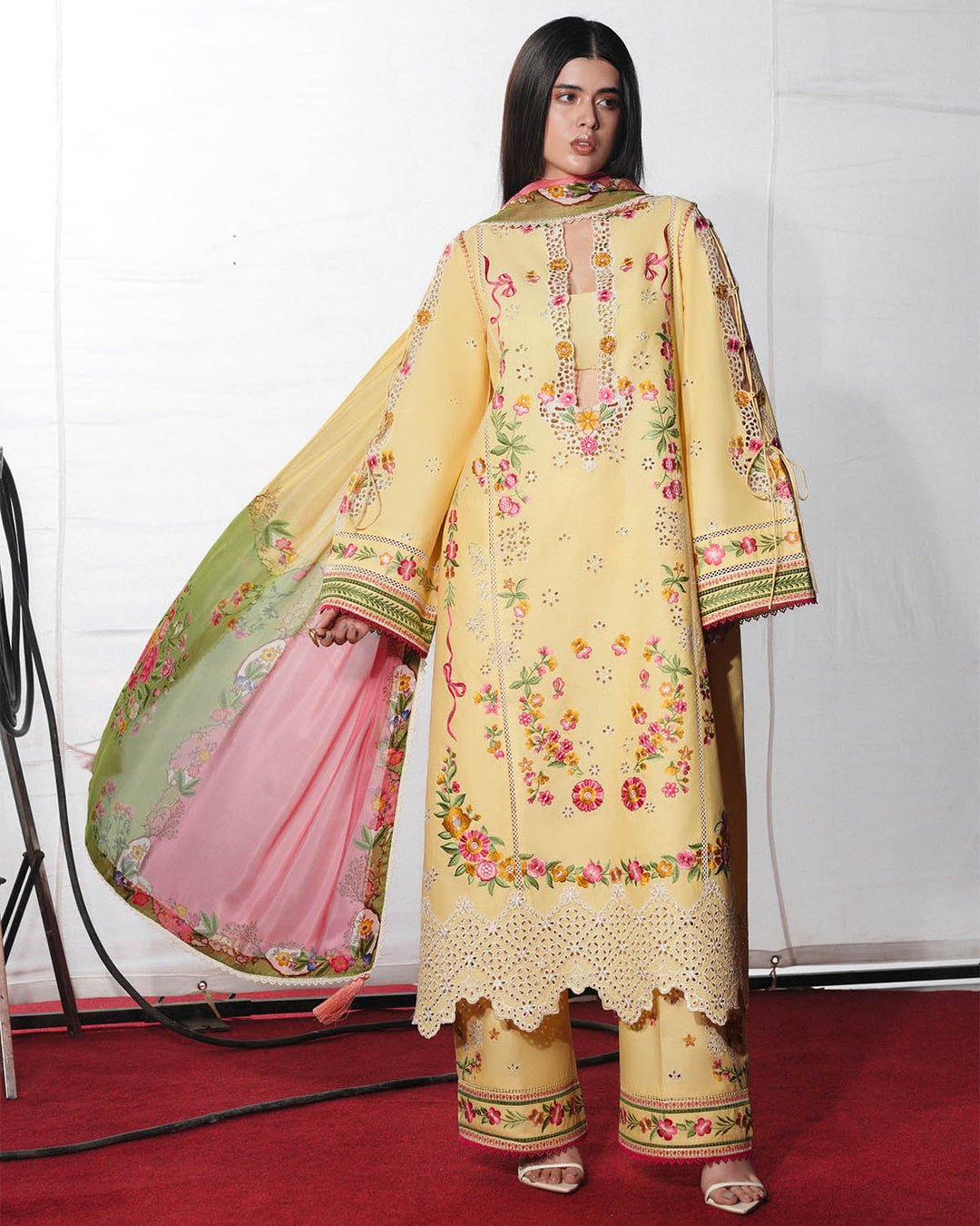 Jugnu Lahore | SS26 Edit 1 Lawn 26 Unstitched Lawn Formal Festive Wear "Yellow" D06 | 3Pcs. - Image 4