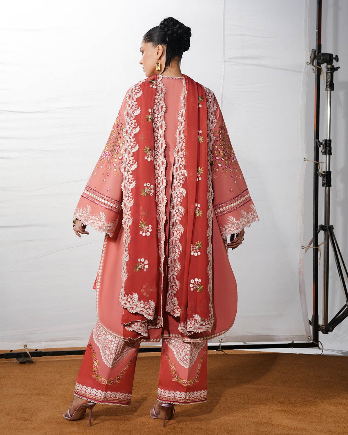 Jugnu Lahore | SS26 Edit 1 Lawn 26 Unstitched Lawn Formal Festive Wear "Pink" D08 | 3Pcs. - Image 2