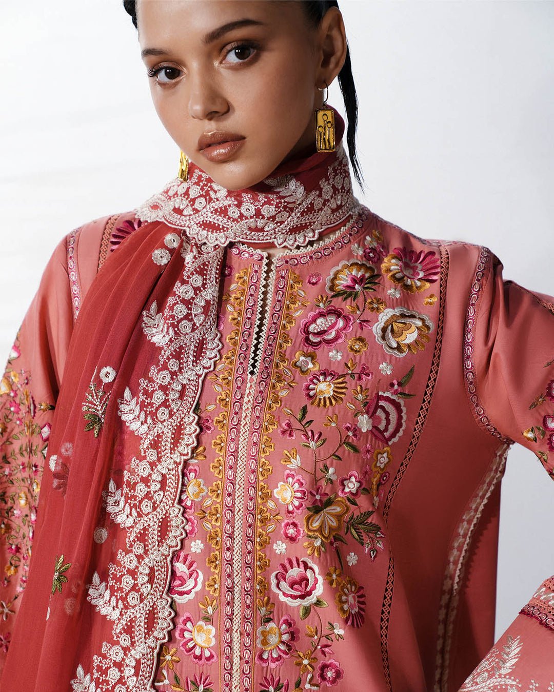 Jugnu Lahore | SS26 Edit 1 Lawn 26 Unstitched Lawn Formal Festive Wear "Pink" D08 | 3Pcs. - Image 4