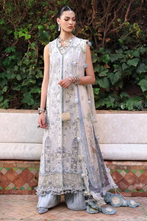 Republic Womens Wear | Reine Luxury Lawn 26 Unstitched Lawn Formal Festive Wear "Grey" D-1A | 3Pcs.