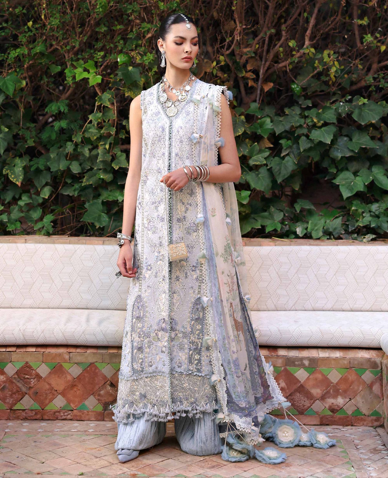 Republic Womens Wear | Reine Luxury Lawn 26 Unstitched Lawn Formal Festive Wear "Grey" D-1A | 3Pcs.
