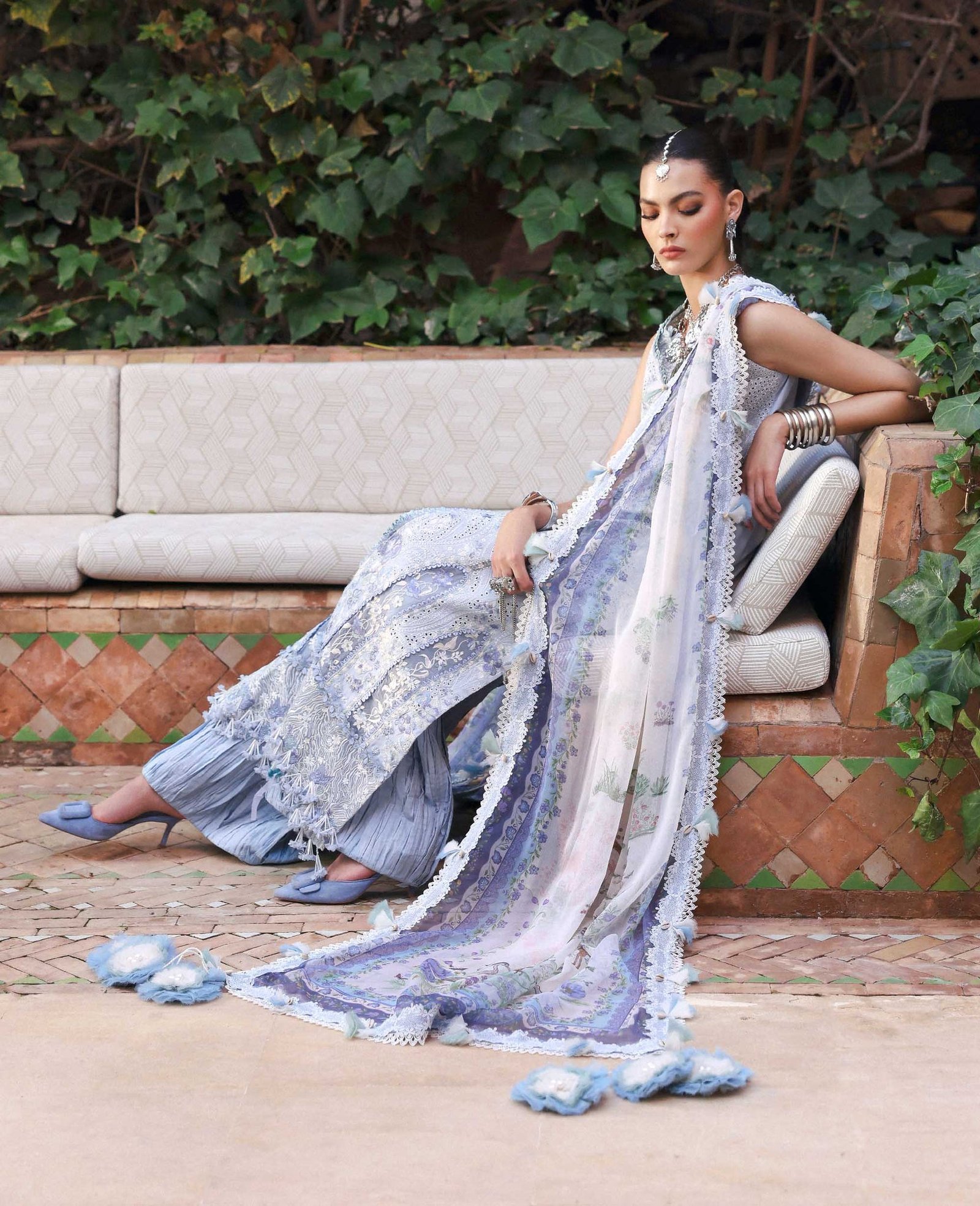 Republic Womens Wear | Reine Luxury Lawn 26 Unstitched Lawn Formal Festive Wear "Grey" D-1A | 3Pcs. - Image 3