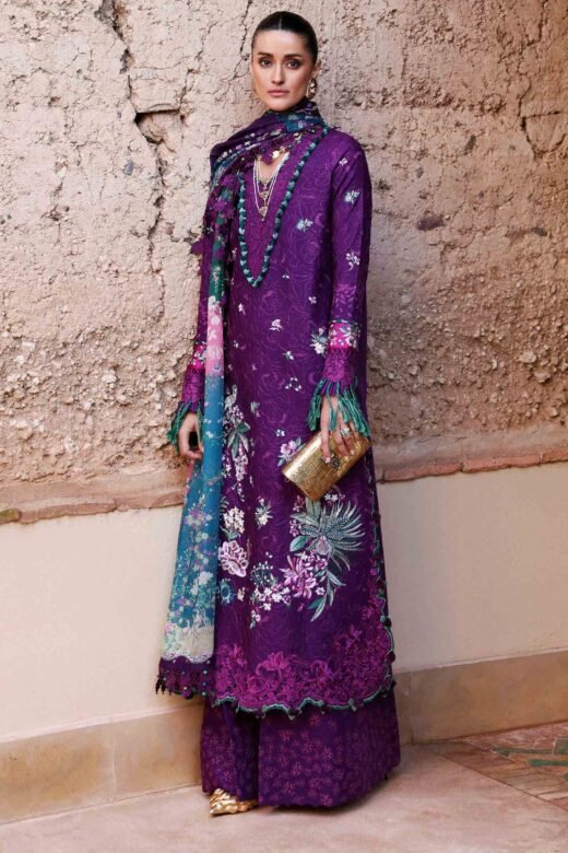 Republic Womens Wear | Reine Luxury Lawn 26 Unstitched Lawn Formal Festive Wear "Purple" D-8B | 3Pcs.