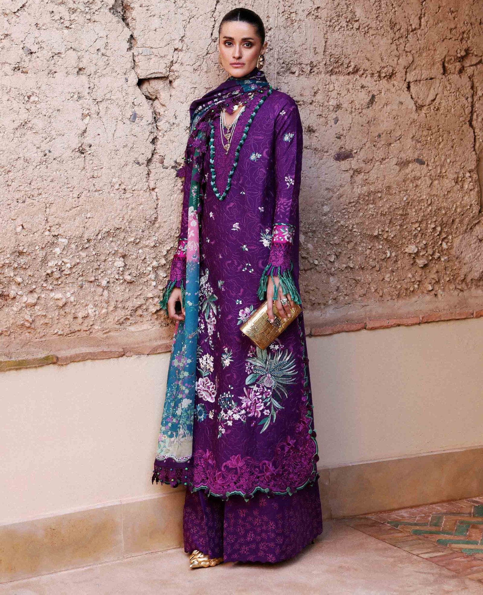 Republic Womens Wear | Reine Luxury Lawn 26 Unstitched Lawn Formal Festive Wear "Purple" D-8B | 3Pcs.