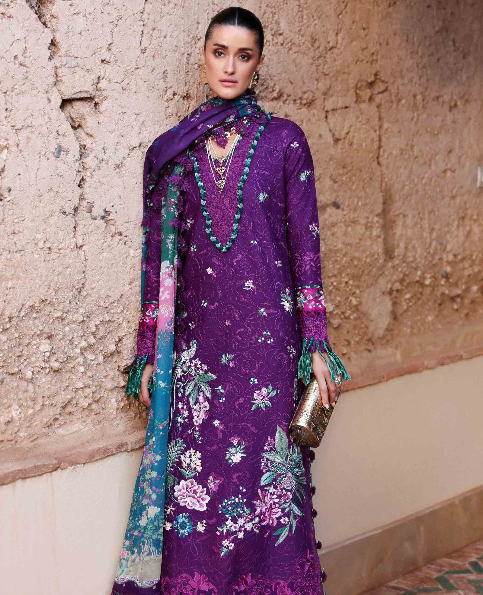 Republic Womens Wear | Reine Luxury Lawn 26 Unstitched Lawn Formal Festive Wear "Purple" D-8B | 3Pcs. - Image 2