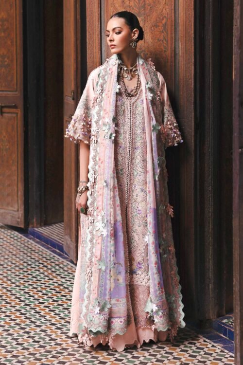 Republic Womens Wear | Reine Luxury Lawn 26 Unstitched Lawn Formal Festive Wear "Pink" D1-B | 3Pcs.