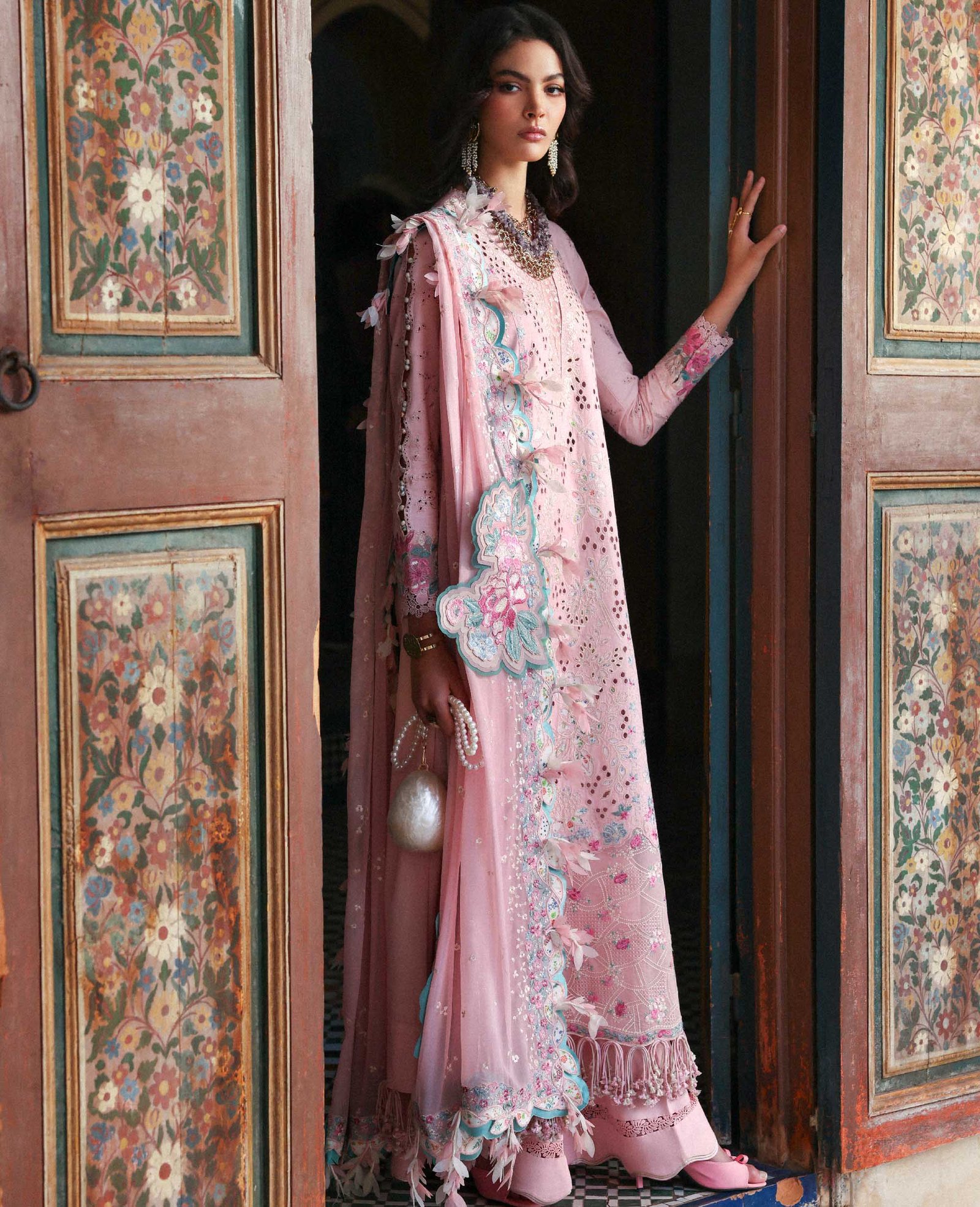 Republic Womens Wear | Reine Luxury Lawn 26 Unstitched Lawn Formal Festive Wear "Pink" D2-A | 3Pcs. - Image 3