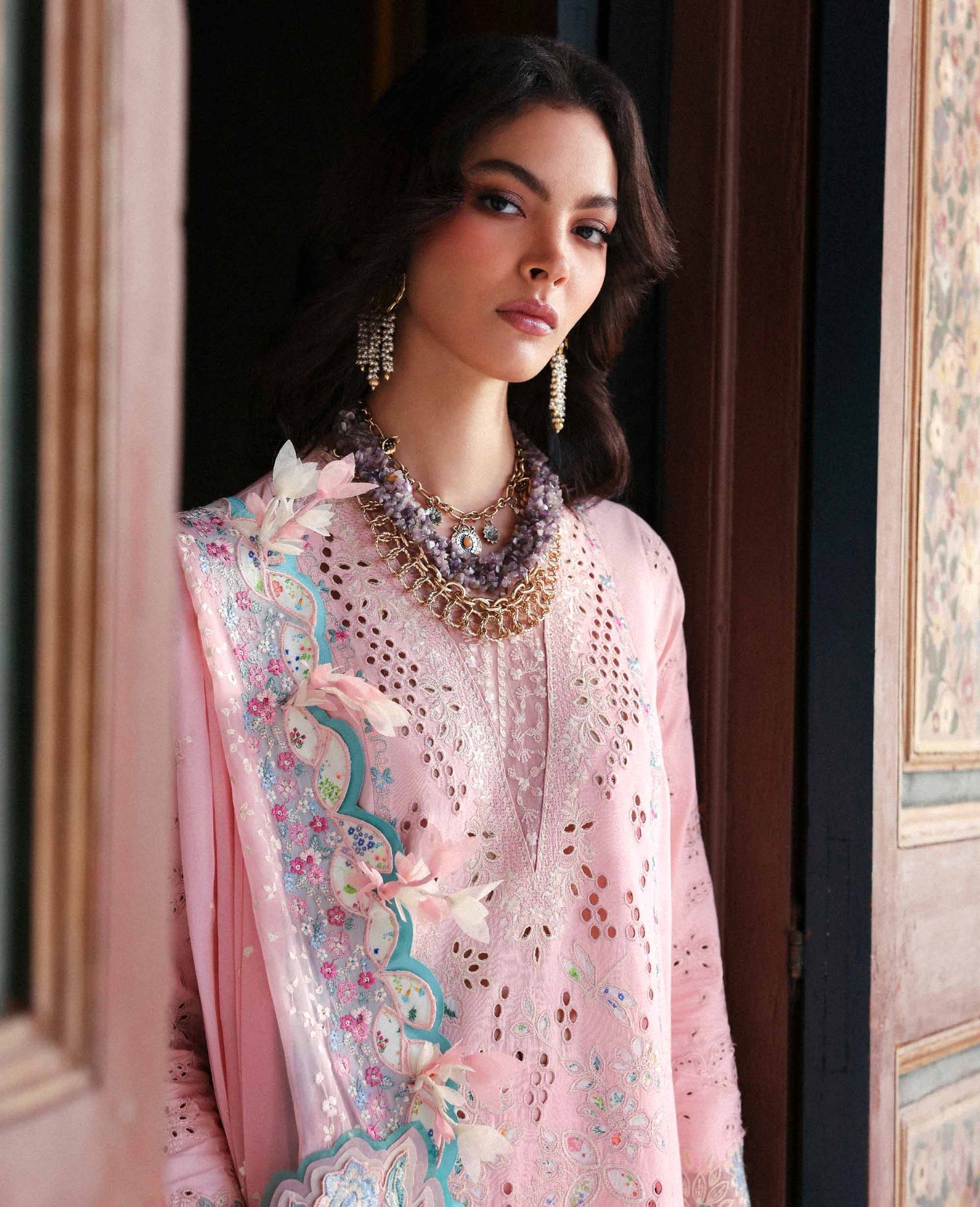 Republic Womens Wear | Reine Luxury Lawn 26 Unstitched Lawn Formal Festive Wear "Pink" D2-A | 3Pcs. - Image 4