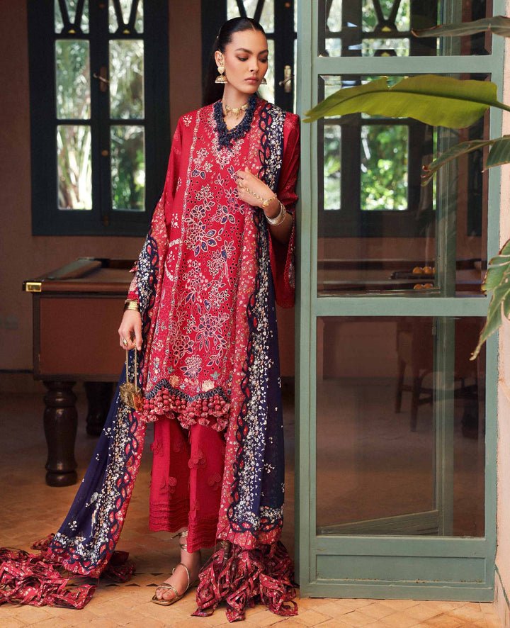 Republic Womens Wear | Reine Luxury Lawn 26 Unstitched Lawn Formal Festive Wear "Red" D2-B | 3Pcs.