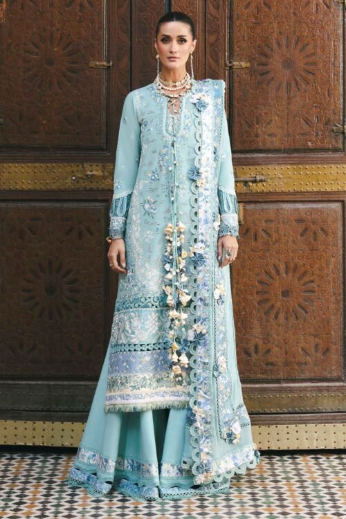 Republic Womens Wear | Reine Luxury Lawn 26 Unstitched Lawn Formal Festive Wear "Blue" D3-A | 3Pcs.